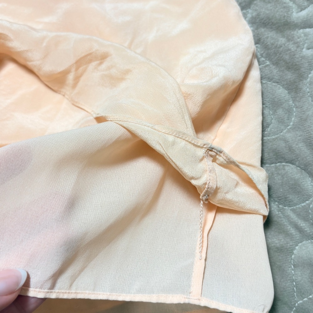 Banana Republic Silk Top Peach Rosette Strap Tie Neck Petite XS Lined Sleeveless - Picture 9 of 10